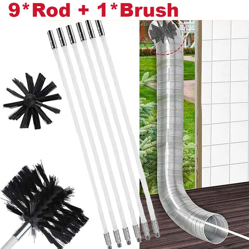 Flexible Chimney Sweep Brush and Rod Kit for Flue Cleaning - Black & Blue