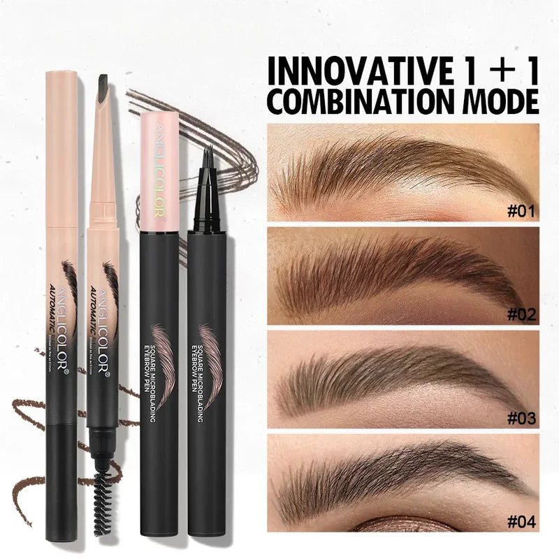 Waterproof 3D Dye Eyebrow Pencil Set - Long Lasting, Anti-Smudge, Natural Finish