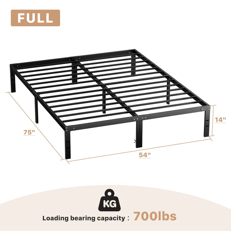 Heavy Duty Metal Bed Frame with Storage Space - Supports Up to 350LBS, Multiple Sizes