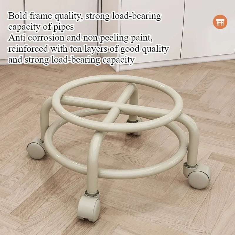Universal Small Mobile Floor Stool with Wheels for Living Room and Kids, Low Seat