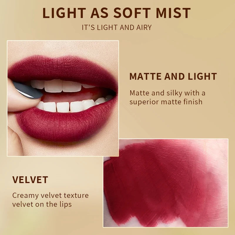 2 in 1 Matte Lipstick and Lip Gloss Set - Long Lasting, Waterproof, Double Head