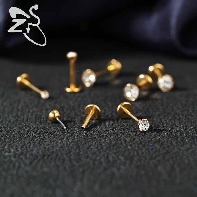 10PCS Lip Piercings Set Stainless Steel Cartilage Lip Rings Gold Silver Colors