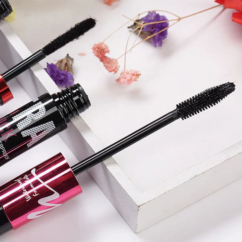 Waterproof Long-Lasting Curling Mascara Set with Fiber Infusion - Non-Smudge, Double Tube Design