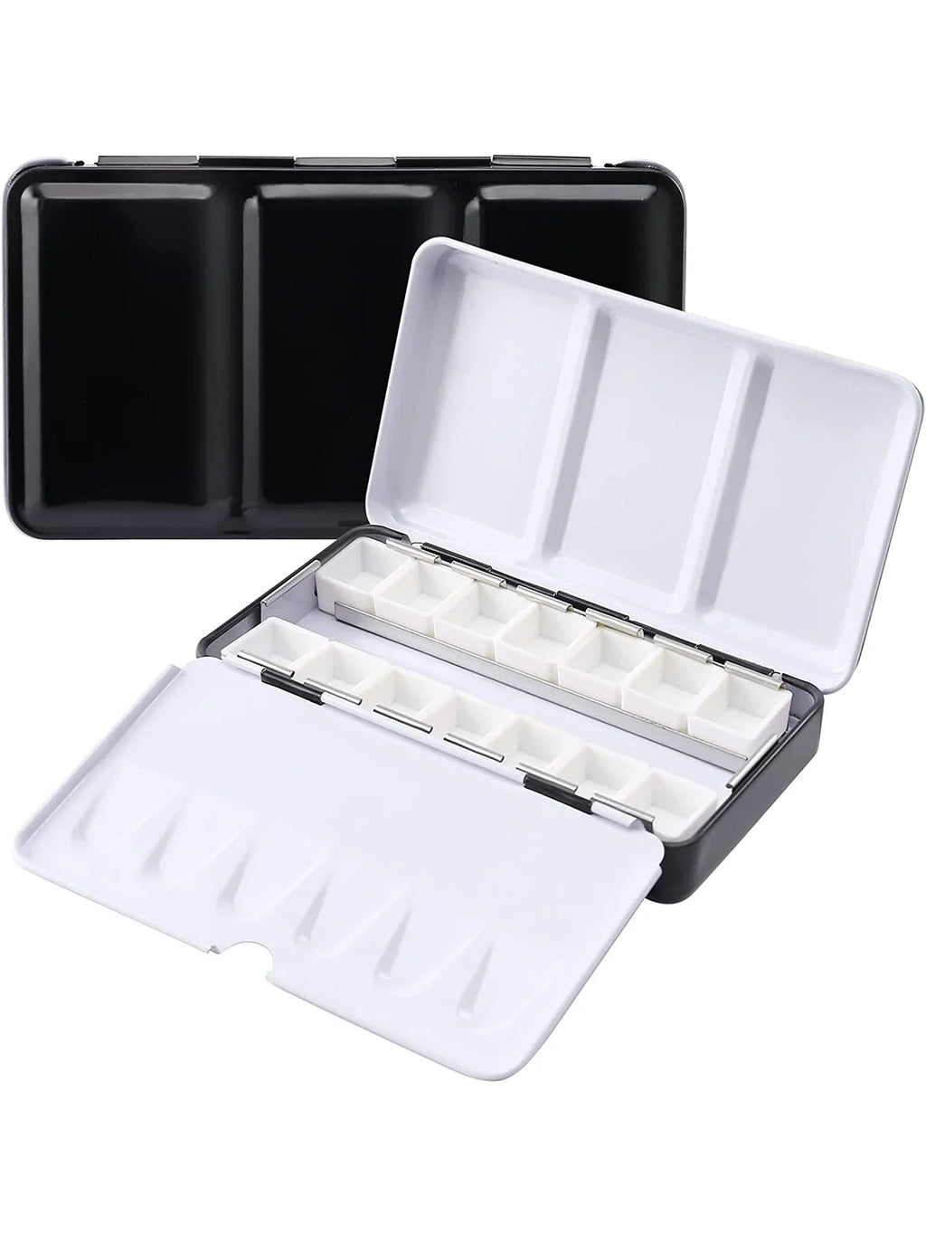 Empty Watercolor Palette with 14 Half Pans Metal Paint Case for DIY Travel Art