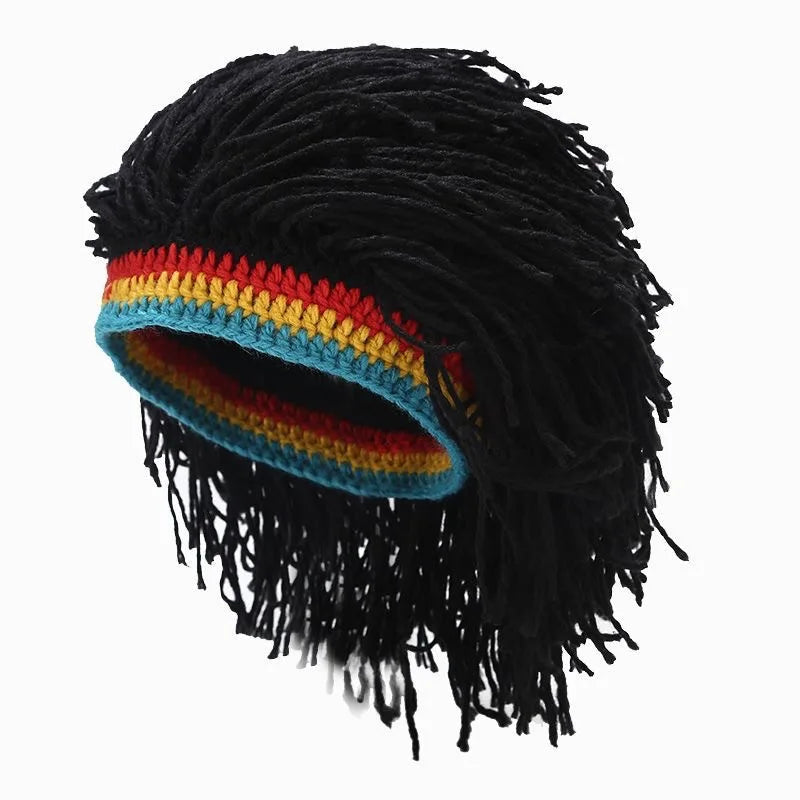 Unisex Synthetic Dreadlock Wig Beanie Cap Handmade Crochet Headwear for Cosplay and Party