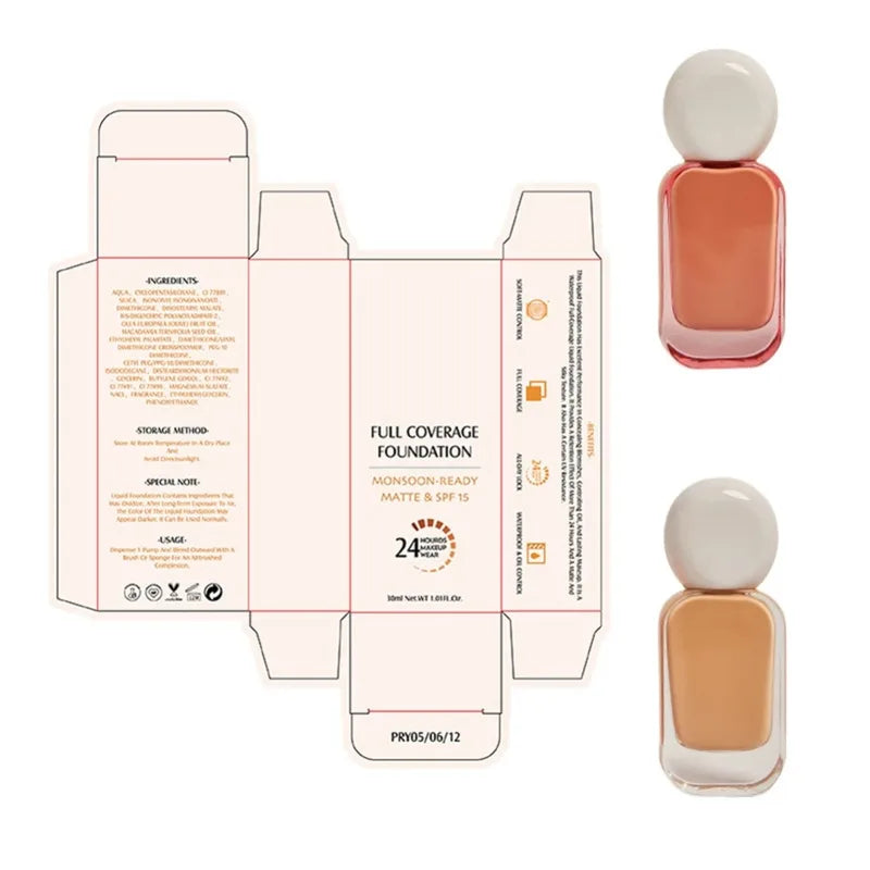 Waterproof Full Coverage Foundation - Long Lasting Vegan Makeup - 30g