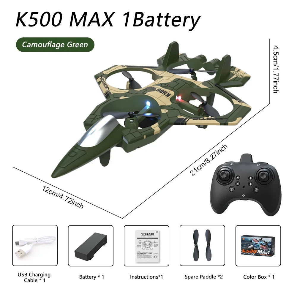 RC Plane Fighter Stunt Glider with LED Lights, 360° Roll, Foam Airplane