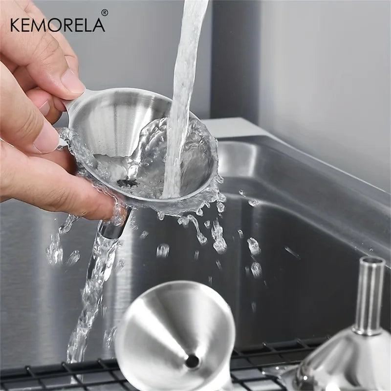 3-Pack Stainless Steel Kitchen Funnels Oil Spill Dispenser Wine Leak Tool