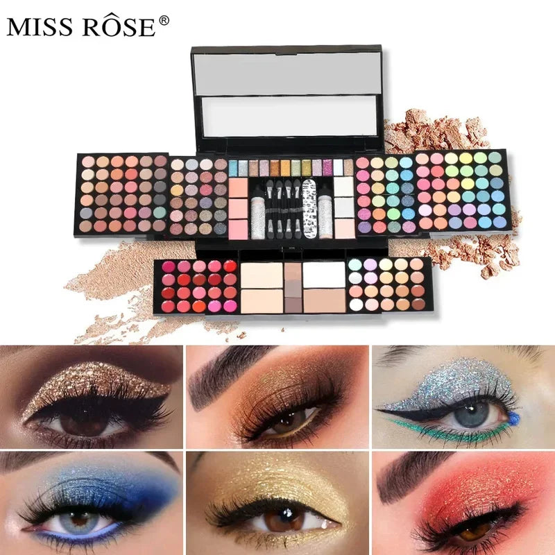 All-in-One Makeup Kit with Eyeshadow, Lipstick, Blush, Concealer & Mirror - Multi-Functional Gift Set
