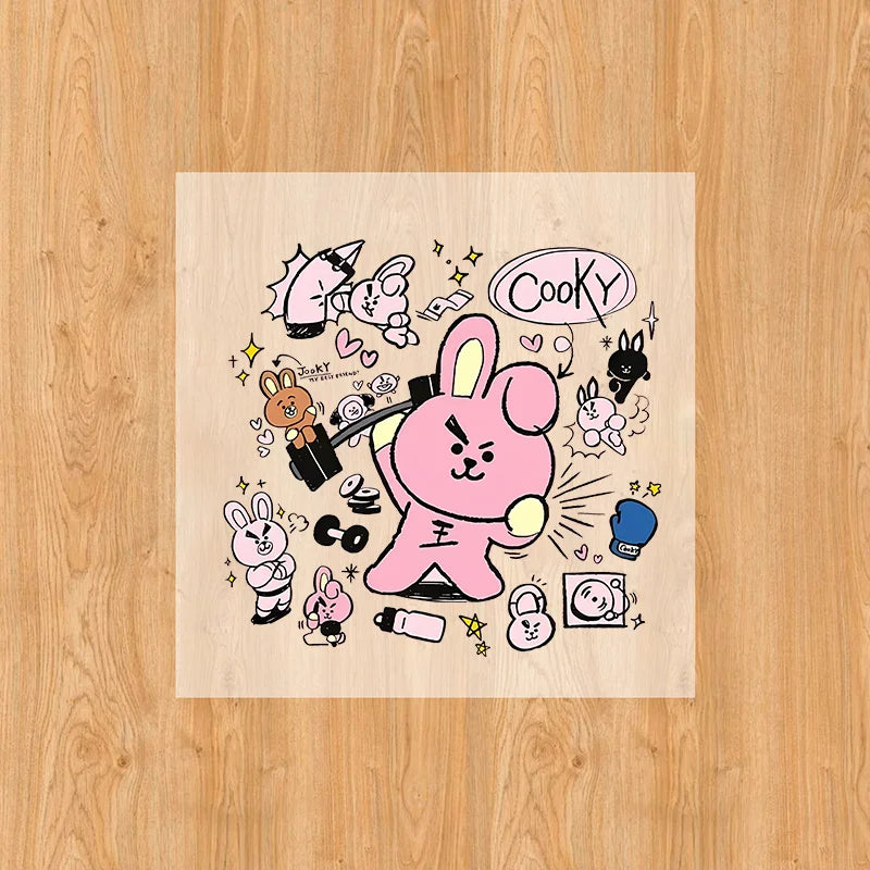 BT21 Heat Transfer Sticker Patches for Sweatshirts & Clothes - DIY Iron-On Cartoon Decals