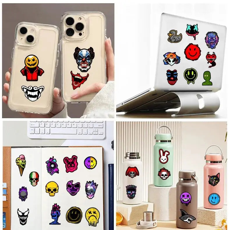 50Pcs Horror Skull Stickers Waterproof Decals for Phone Luggage & Skateboards