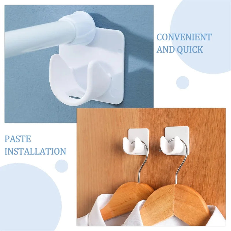 Self-Adhesive Curtain Rod Hooks 2-Pack - No Hole Punch Shower & Bathroom Fixings