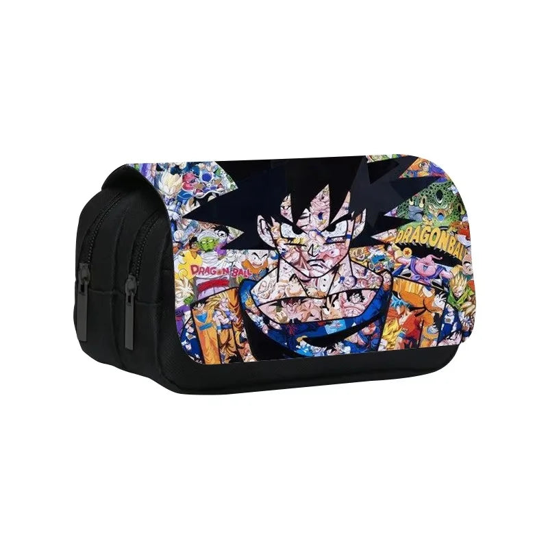 Large Capacity Nylon Anime Pencil Case with Dragon Ball Z Goku & Vegeta Design for Students