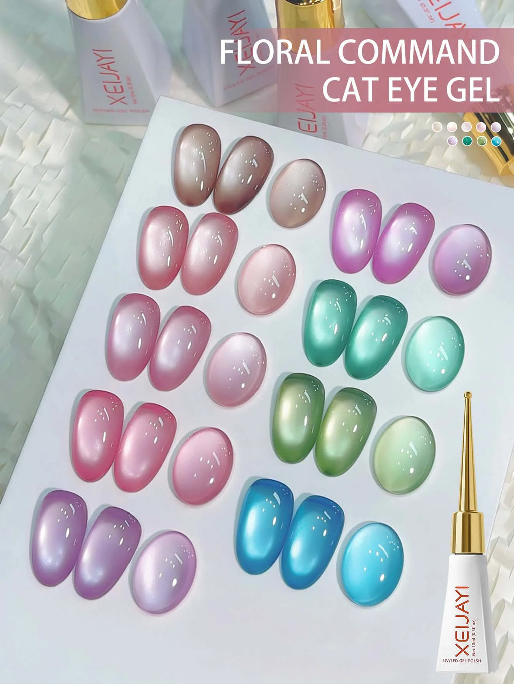 9Pcs Cat Eye Gel Nail Polish Set - UV Soak Off French Manicure