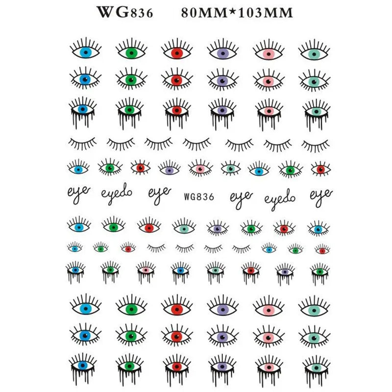 Evil Eye Nail Stickers Set for Nail Art 3D Design Self-Adhesive Manicure Decals