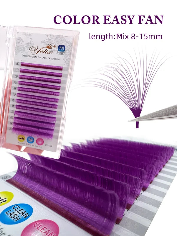 Colorful Eyelash Extensions Fan Lashes Mix Colors Easy Fanning for Volume & Beginners