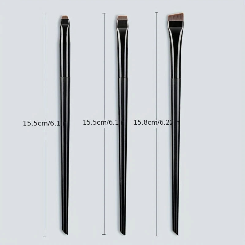 3pcs Eyeliner and Eyebrow Makeup Brush Set - Portable Flat Fine Contour Tools