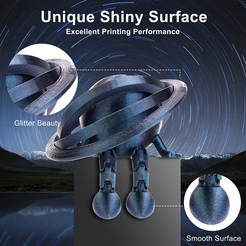 Glitter Galaxy PLA 3D Printing Filament 1.75mm Sparkly Shiny FDM Material - 1KG