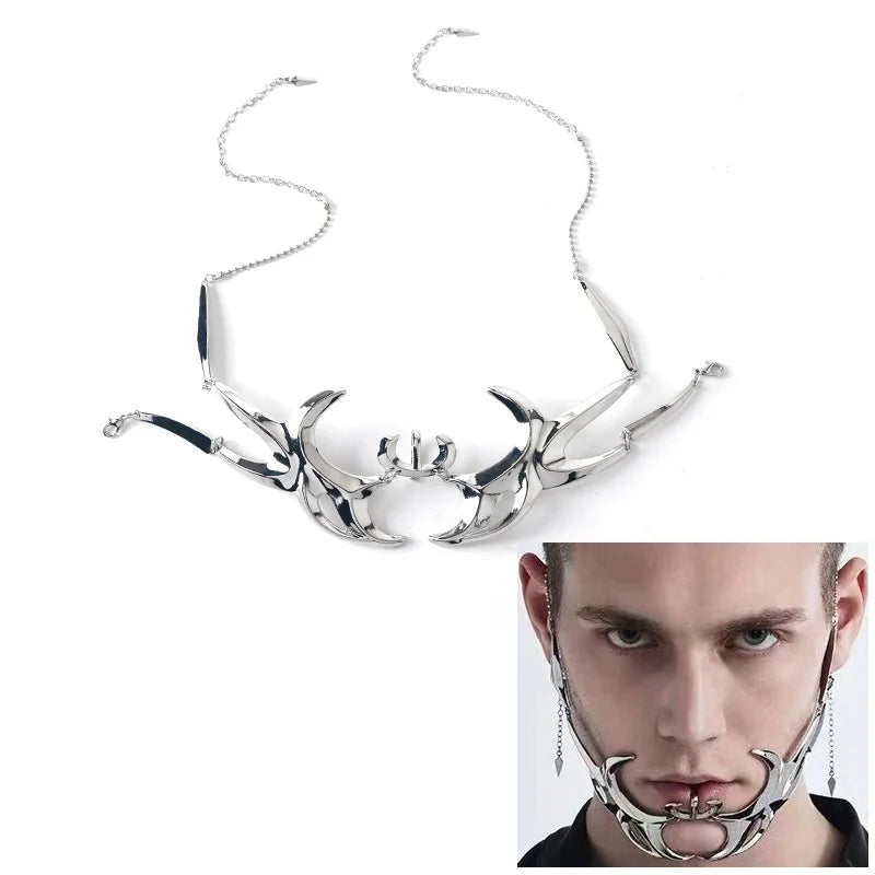 Unisex Mechanical Gothic Mask Halloween Cosplay Metal Mask Party Accessory