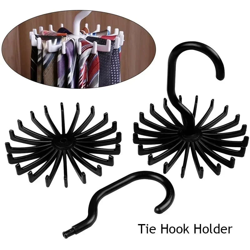 360 Degree Rotatable Tie Rack & Scarf Organizer with Belt Holder – Closet Storage
