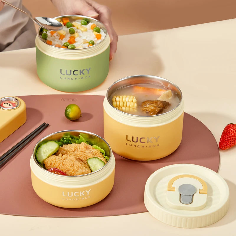 Insulated Stainless Steel Lunch Box for Kids - Microwave Safe, Stackable Food Container