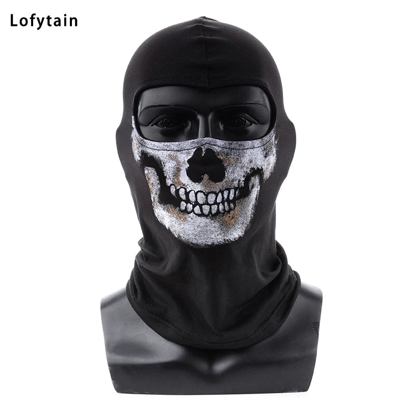 Ghost Skull Balaclava Face Mask for Cosplay & Gaming - Elastic Spandex, Mesh Eye Cover