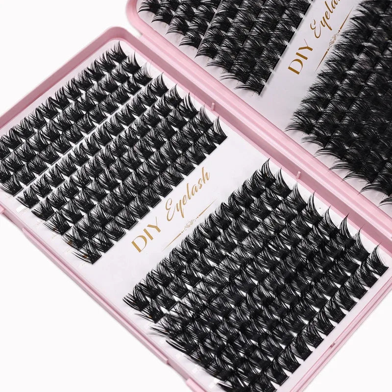 Cluster Lashes D Curl Fluffy Volume False Eyelash Extensions - Thick, Individual, DIY