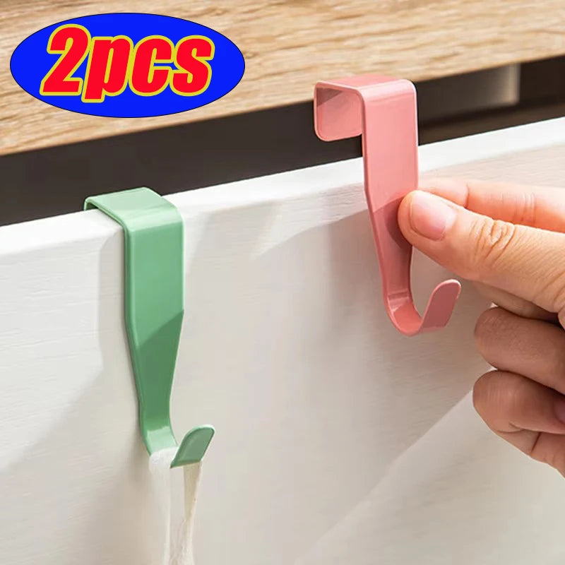 2PCS Multi-Color Kitchen & Office Cabinet Door Hooks - Storage & Organizer