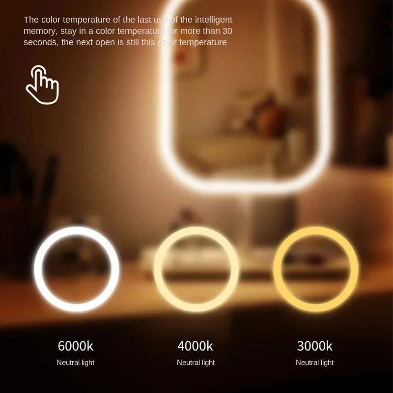 Rechargeable Dimmable LED Vanity Mirror with Touch Control - Portable Cosmetic Light for Home & Travel