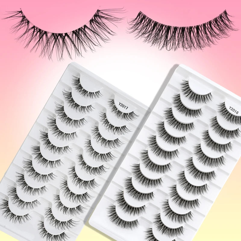 False Eyelash Extensions 3D Mink Half Lashes Natural Cat Eye Makeup 3/10 Pairs