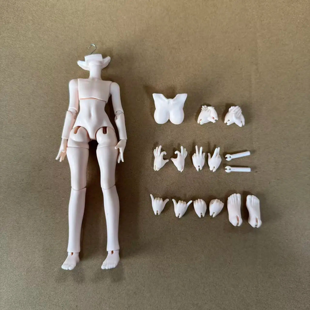 Movable 16cm Pink and White BJD Doll with Joint Handles and Accessories