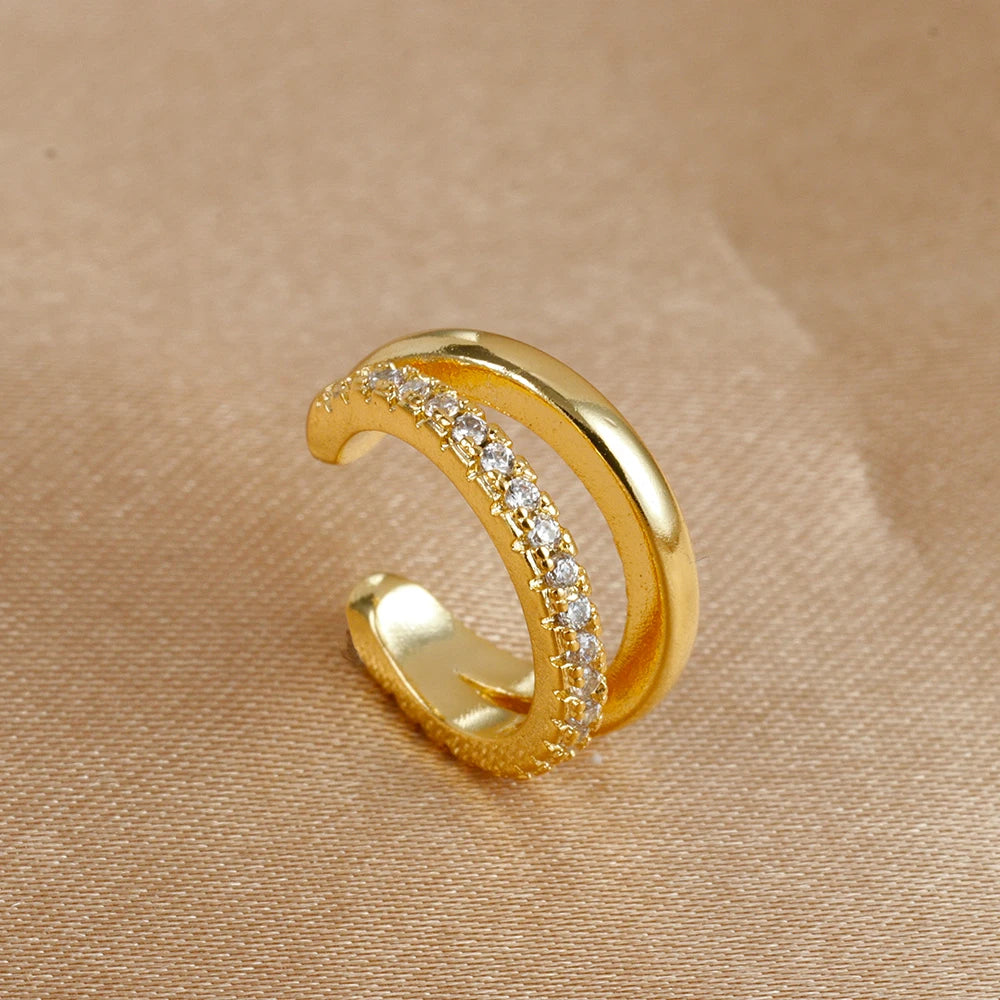 Stainless Steel Zircon Clip Earrings Female Buckle Ear Cuff No Piercings Fake Cartilage Jewelry