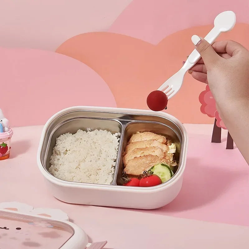 Kids Stainless Steel Bento Lunch Box with Rabbit Design, Portable & Sealed