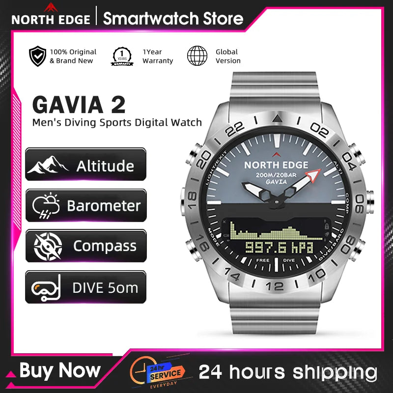 Mens Dive Watch Waterproof 200M Digital Compass Altimeter Barometer Sport Watch