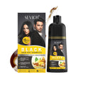 Herbal Hair Dye Shampoo - Black Plant-Based Permanent Color for Gray Hair - 500ml