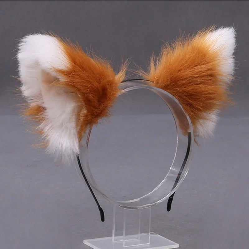 Furry Animal Cat Fox Ear Headband Cosplay Hair Accessory for Halloween & Parties