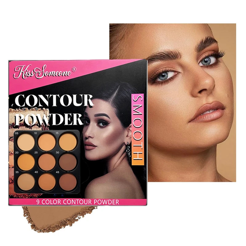 9-Color Powder Contour Palette Matte Contouring Makeup Kit for Face