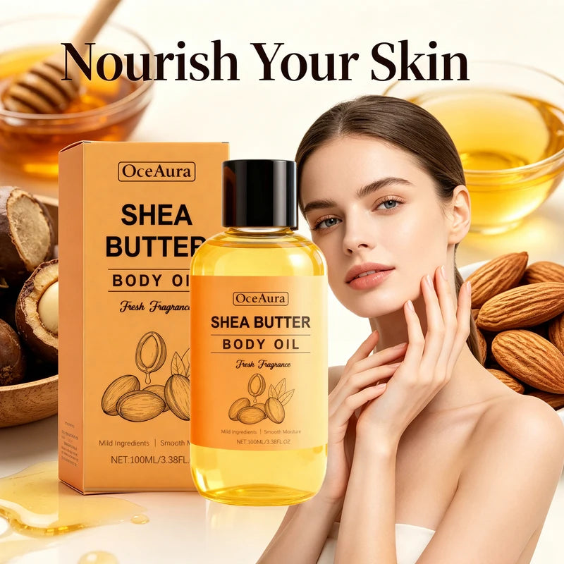 Shea Butter Body Oil for Dry Skin Nourishing Hydration 100ml - Fast Absorbing Moisturizer