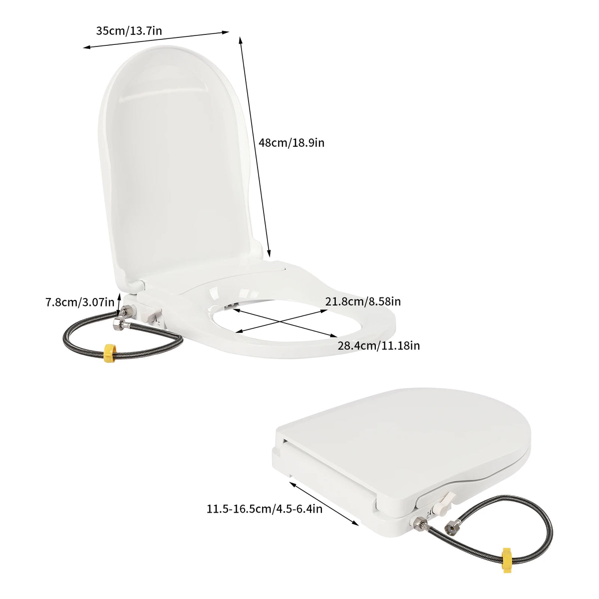 Non-Electric Bidet Toilet Seat with Dual Nozzle for Elongated Toilets