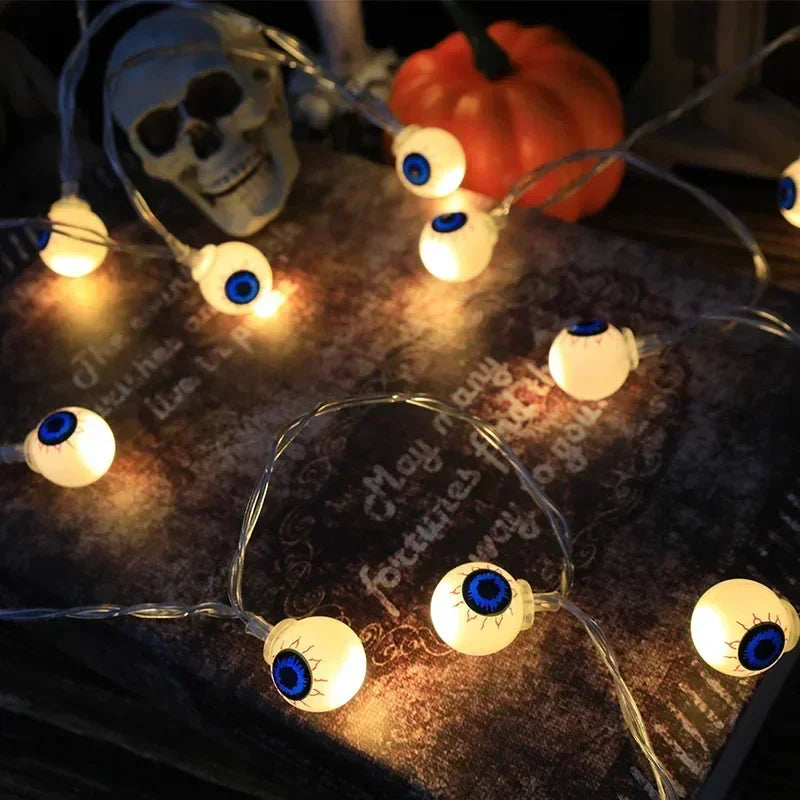 Halloween 1.5m 10 LED String Lights with Ghost Witch Pumpkin Spider Web Skeleton