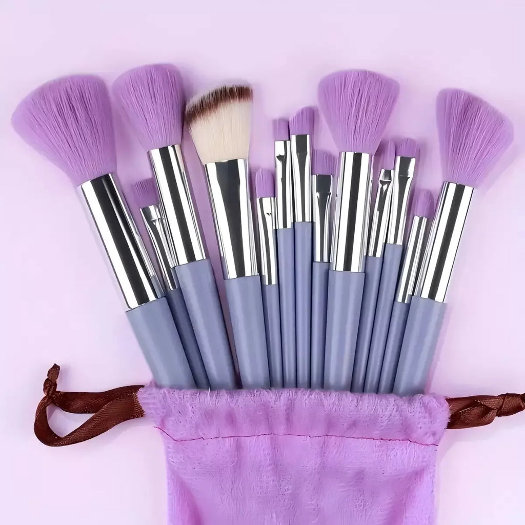 Mini Makeup Brush Set with Mirror – Travel Cosmetic Brushes, Soft Fluffy, 5 Pieces
