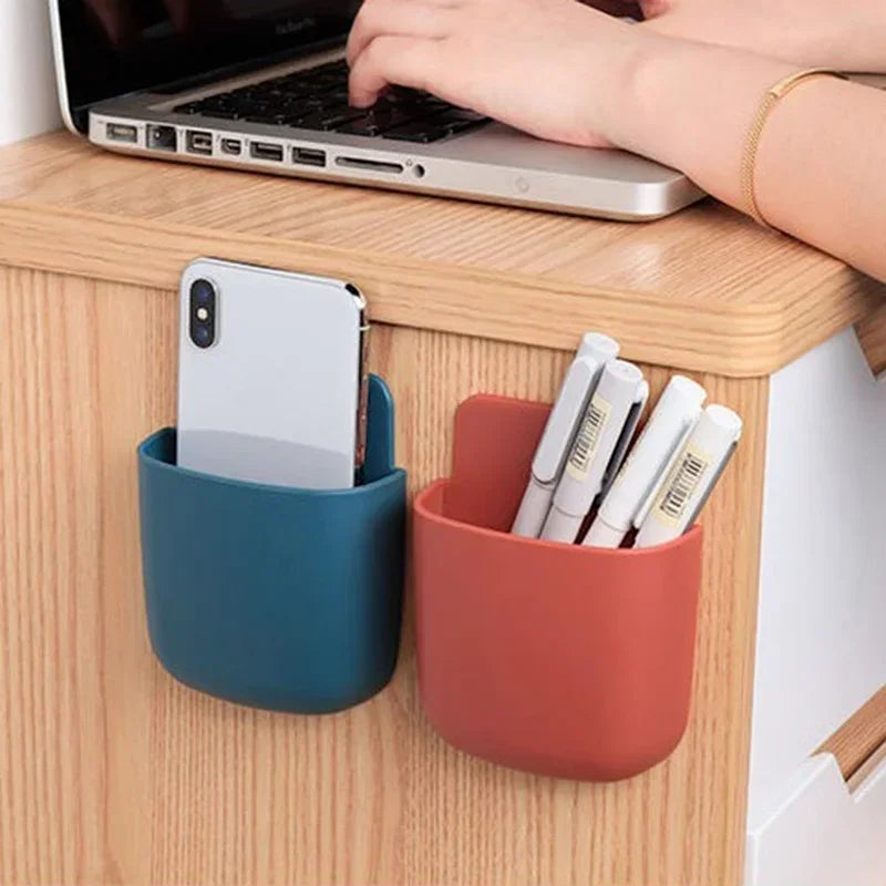 Wall Mounted Remote Control Storage Box Organizer with Charging Port - Space-Saving Multi-Use Holder