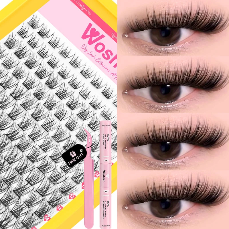 DIY Eyelash Cluster Kit with Bond & Seal - Natural Lash Extensions Set