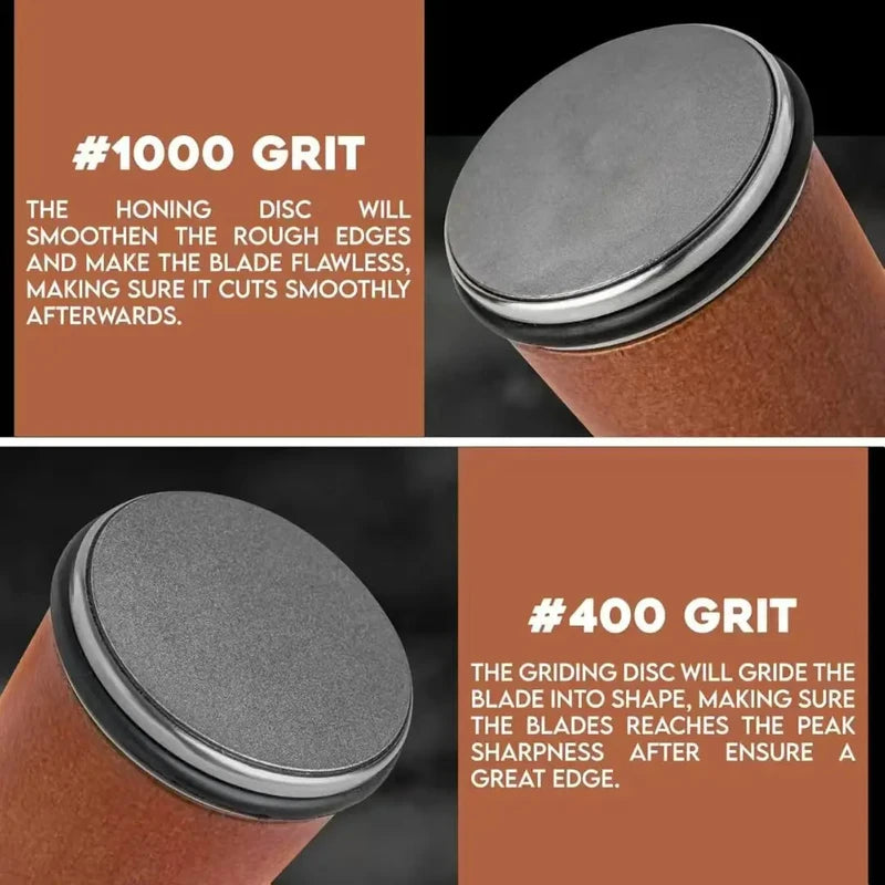 Double Sided Diamond Knife Sharpener with Magnetic Angle Roller for Kitchen
