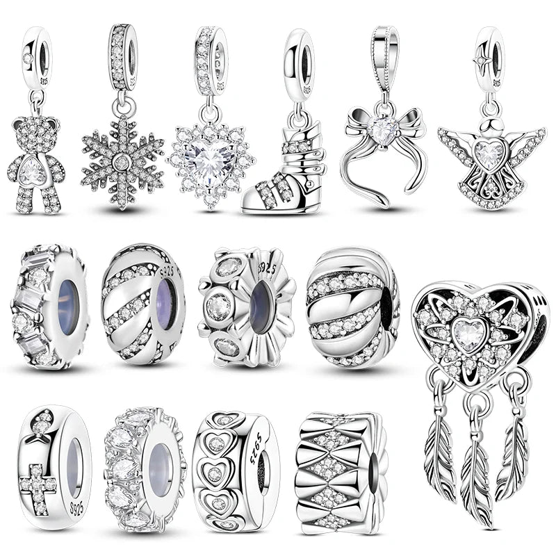 925 Sterling Silver Charms for Jewelry Making - Dreamcatcher, Bow & Beads Pendants