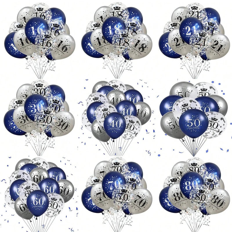 15Pcs 12 Inch Birthday & Anniversary Latex Balloons Party Decor Indoor Outdoor