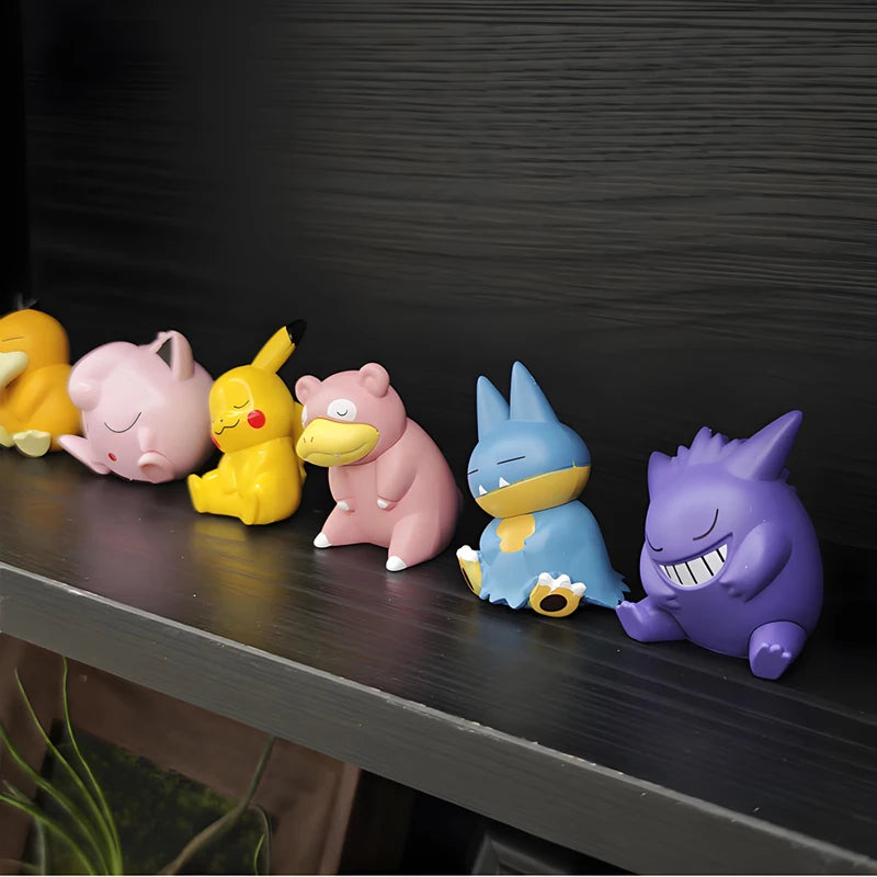 6pcs Pokemon Action Figures Set - Pikachu Psyduck Gengar Jigglypuff Slowpoke Toys