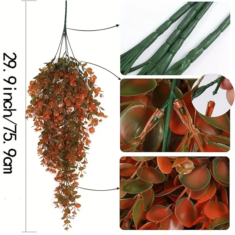 2pcs Artificial Flower Hanging Wall Decor for Home Garden Autumn Halloween