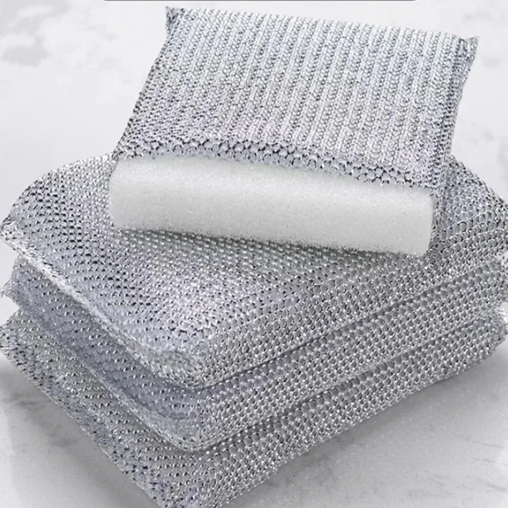 4Pcs Kitchen Dishwashing Sponge Set - Scratch-Free Pot Brush Household Cleaning