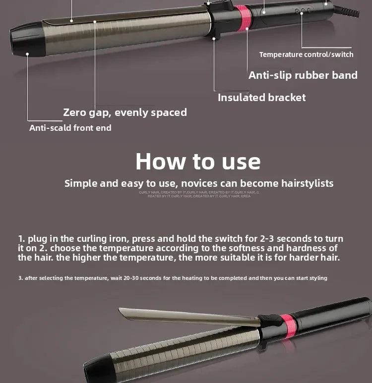 Professional 9mm Curling Iron for Short Hair, 360° Rotatable Hair Curler